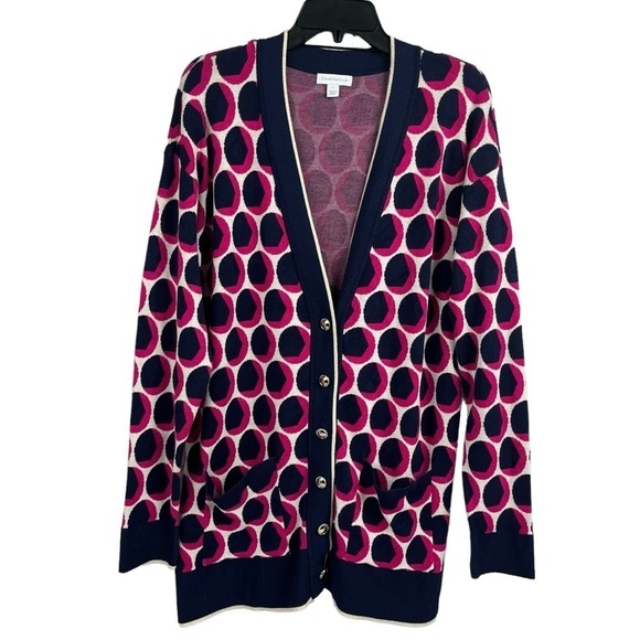 Charter Club Sweaters - Charter Club Womens Long Cardigan Sweater Stretch Buttons Blue Pink Large